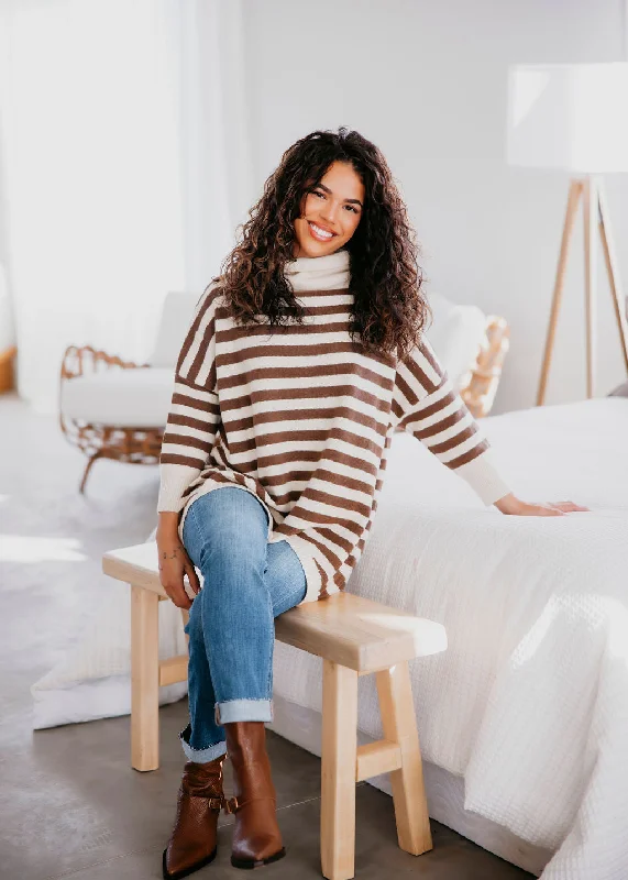 Erin Oversized Stripe Sweater Fleece Sweater Nylon Polyester