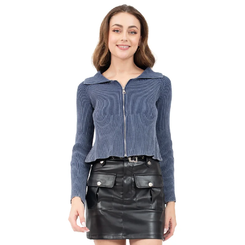 SWEATER PARA MUJER FASHION WITH ZIPPER AT FRONT & NECK OPEN FOREVER 21