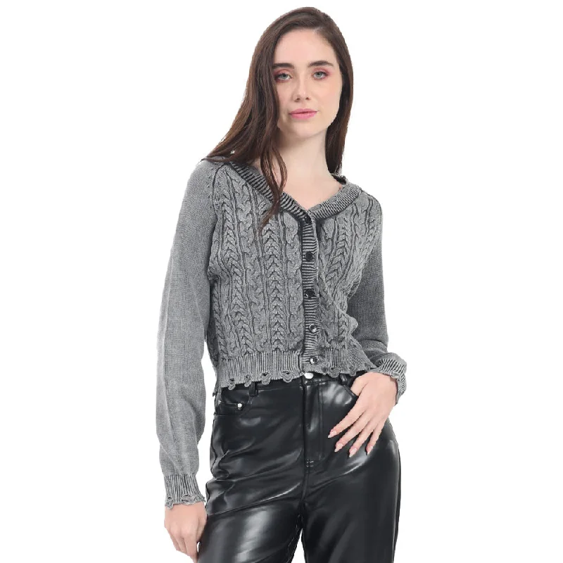 SWEATER PARA MUJER KNIT BRAIDED WITH BUTTONS AT FRONT FOREVER 21