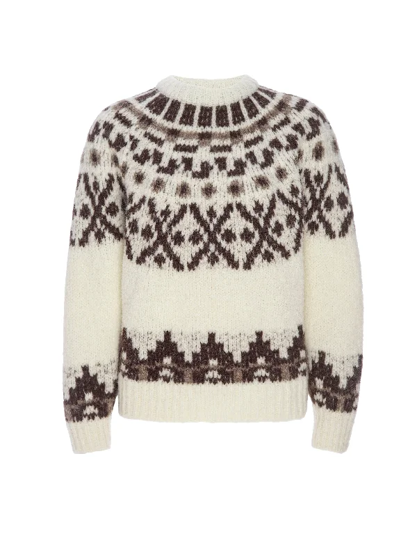 Frame - Fairisle Sweater in Cream High Neck Crew Neck V-Neck