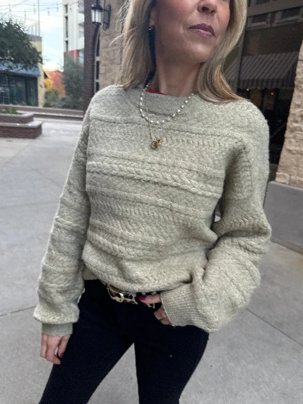 Frnch Cable-kint Sweater Bright Pastel Dark