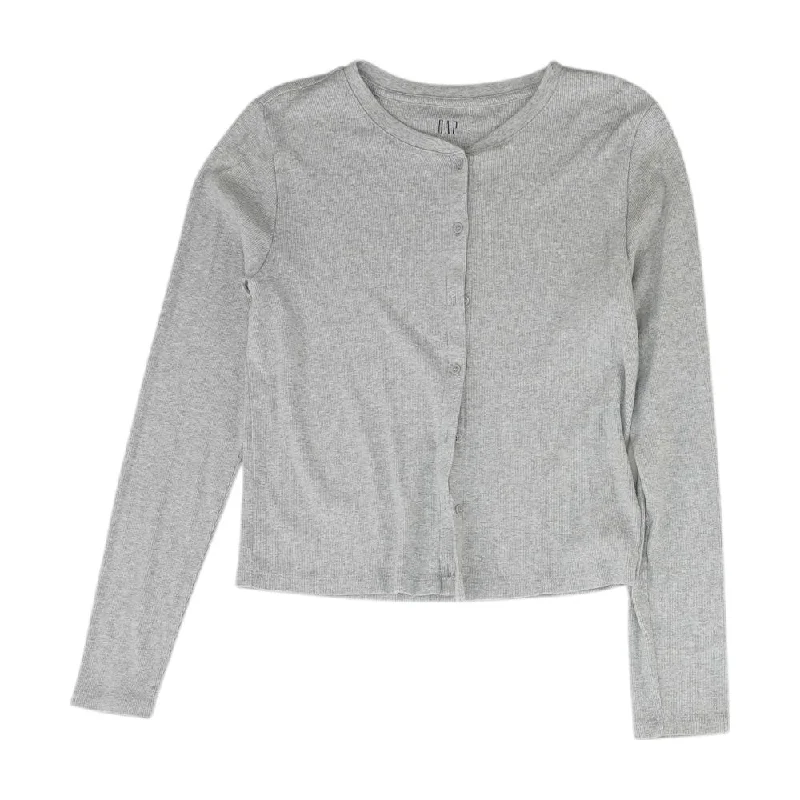 Gray Solid Cardigan Sweater