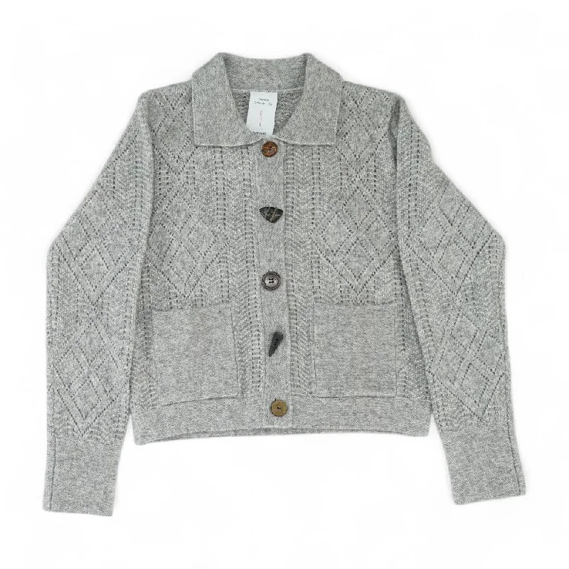 Gray Solid Cardigan Sweater