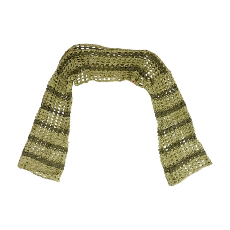 Green Striped Cropped Sweater Ribbed Striped Patterned