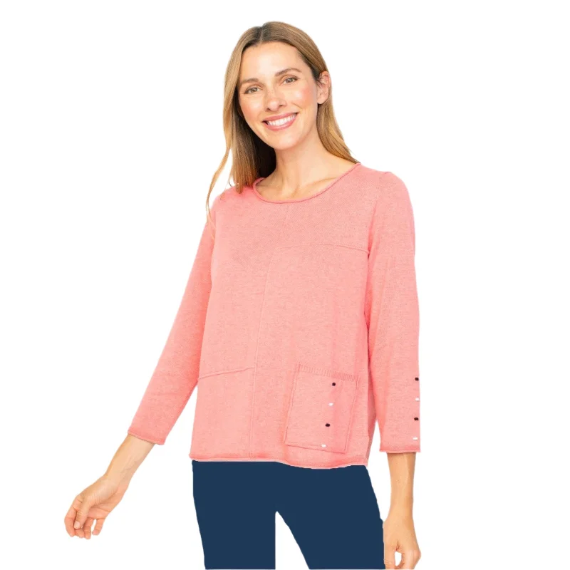 Habitat Cotton Pocket Pullover Sweater Top in Melon - 83015-MN