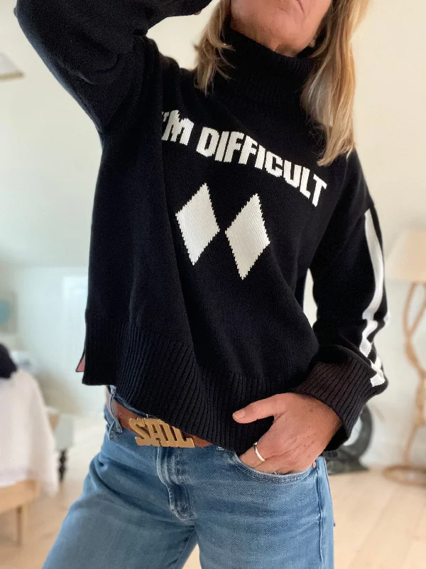 I'm Difficult Cotton Ski Sweater Slim Fit Regular Fit Oversized