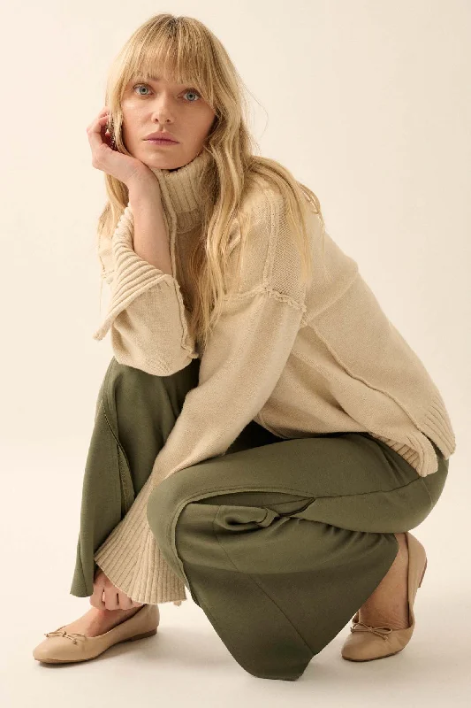 Inside Out Split-Sleeve Turtleneck Sweater