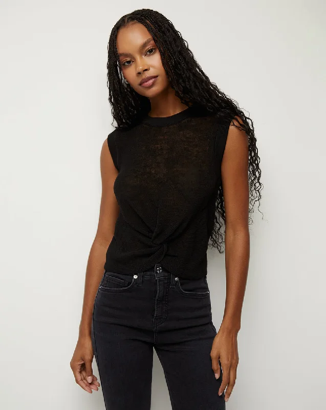 Kellen Twist-Front Sweater Cashmere Blend Cotton Blend Poly Blend