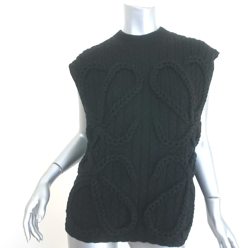 Loewe Anagram Sleeveless Sweater Black Wool Size Extra Small New Turtle Neck Boat Neck Asymmetrical Neck Loewe Anagram Sleeveless Sweater Black Wool Size Extra Small New Turtle Neck Boat Neck Asymmetrical Neck