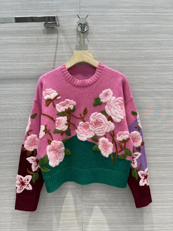 Lovely embroidered flowers long sleeve sweater 018 Lightweight Heavyweight Midweight Lovely embroidered flowers long sleeve sweater 018 Lightweight Heavyweight Midweight