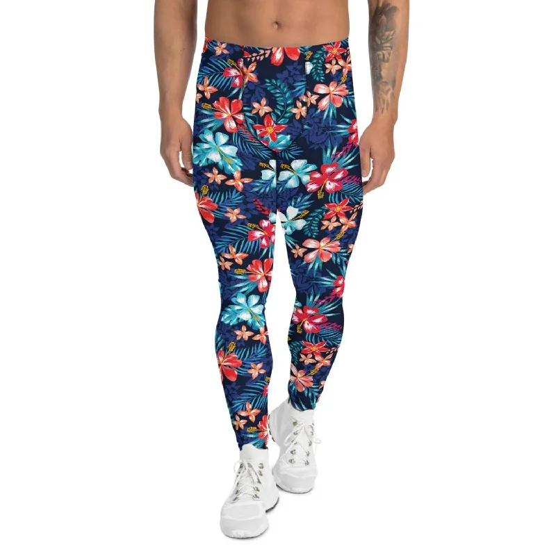 Men's Floral Hibiscus Leggings - Moisture-Wicking, Quick-Drying, Squats Approved Elegant Metallic Leggings Men's Floral Hibiscus Leggings - Moisture-Wicking, Quick-Drying, Squats Approved Elegant Metallic Leggings