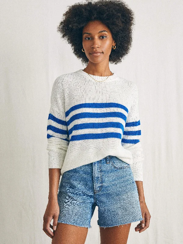 Miramar Linen Crew Sweater - Charleston Stripe