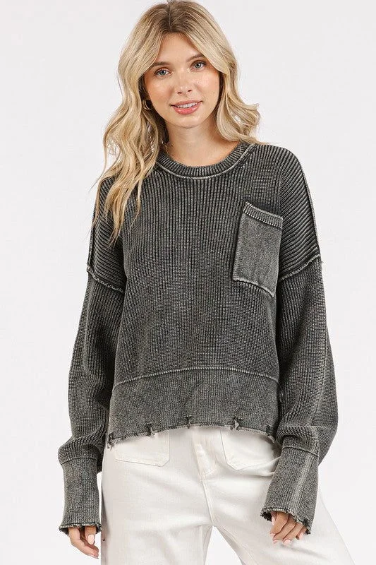 Mittoshop Distressed Hem Round Neck Dropped Shoulder Sweater Boat Neck Shawl Collar Notched Collar Mittoshop Distressed Hem Round Neck Dropped Shoulder Sweater Boat Neck Shawl Collar Notched Collar