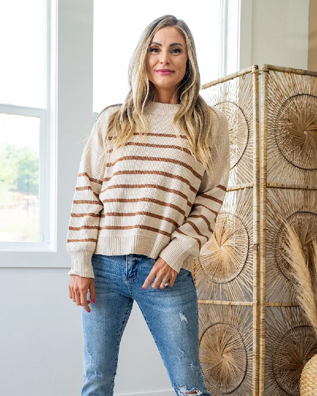 Sydney Chunky Ribbed Striped Sweater - Oatmeal