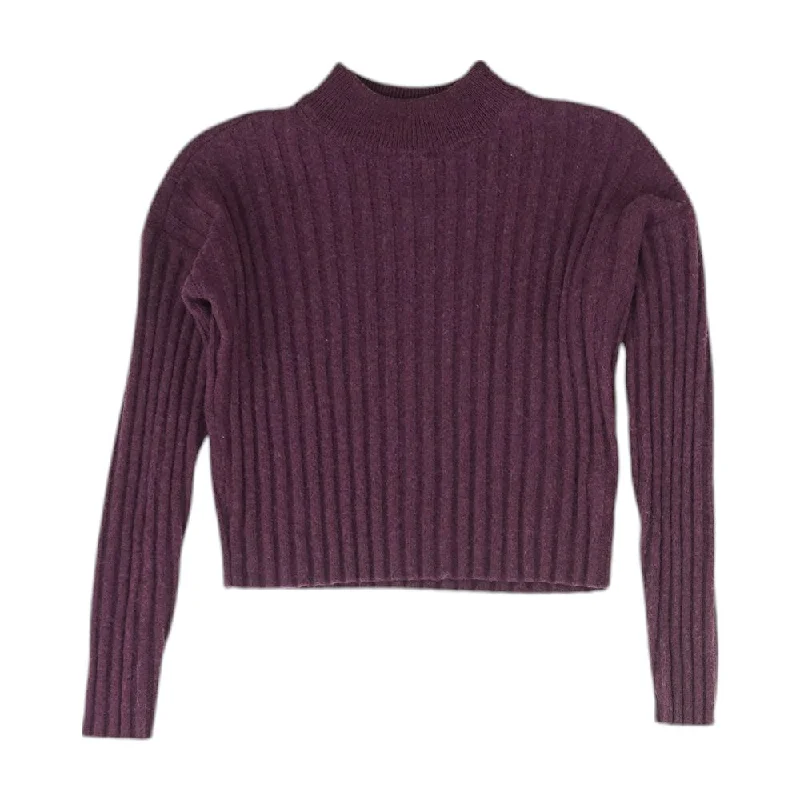 Purple Solid Cropped Sweater