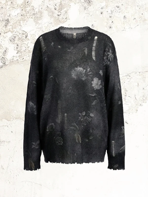 R13 floral print distressed sweater Houndstooth Herringbone Solid