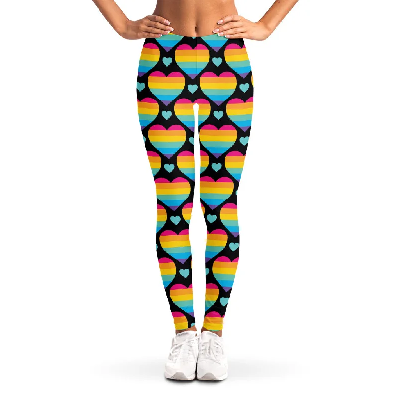 Rainbow LGBT Pride Heart Pattern Print Women's Leggings Cozy Yoga Compression Leggings Rainbow LGBT Pride Heart Pattern Print Women's Leggings Cozy Yoga Compression Leggings