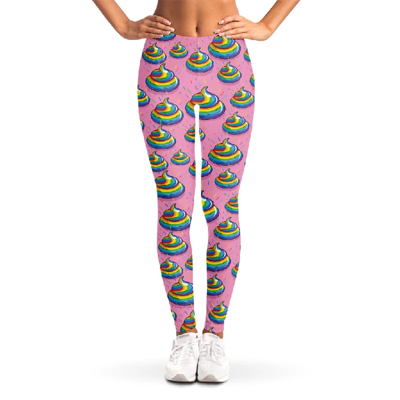 Rainbow Poop Pattern Print Women's Leggings Comfortable Full-Body Compression Leggings Rainbow Poop Pattern Print Women's Leggings Comfortable Full-Body Compression Leggings