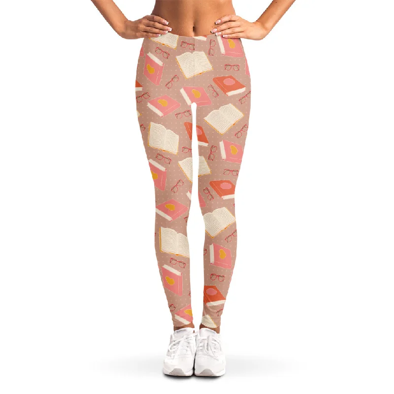 Reading Books And Glasses Pattern Print Women's Leggings Comfortable Lounge Leggings Reading Books And Glasses Pattern Print Women's Leggings Comfortable Lounge Leggings