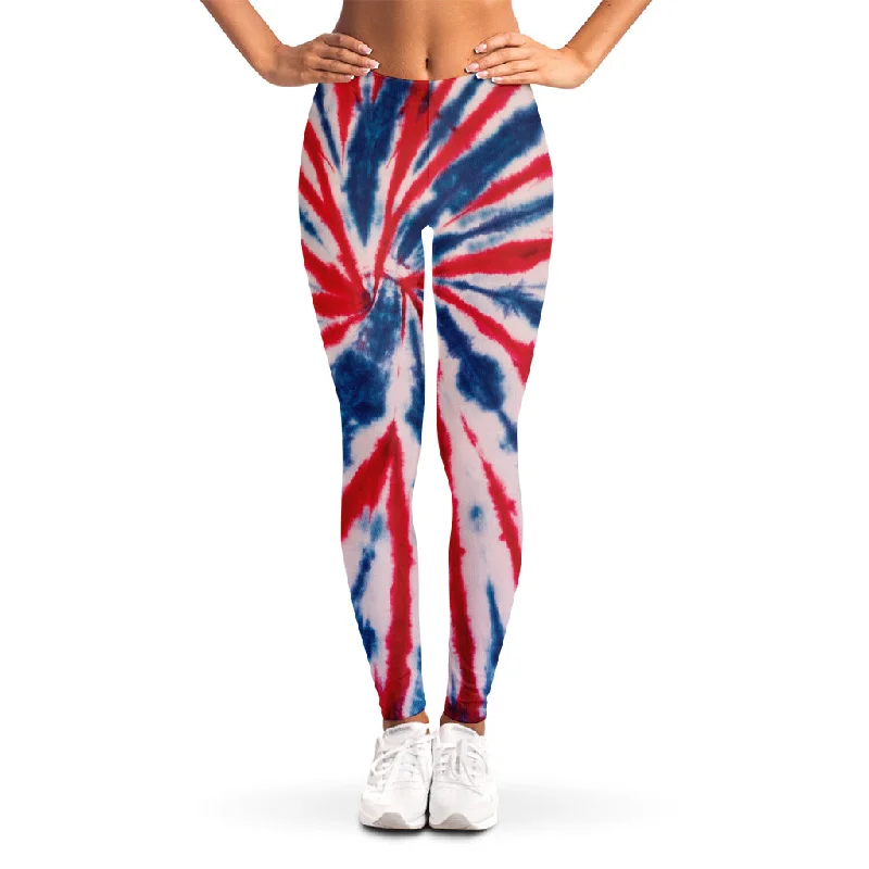 Red And Blue Spider Tie Dye Print Women's Leggings Trendy Sweat-Wicking Workout Leggings Red And Blue Spider Tie Dye Print Women's Leggings Trendy Sweat-Wicking Workout Leggings