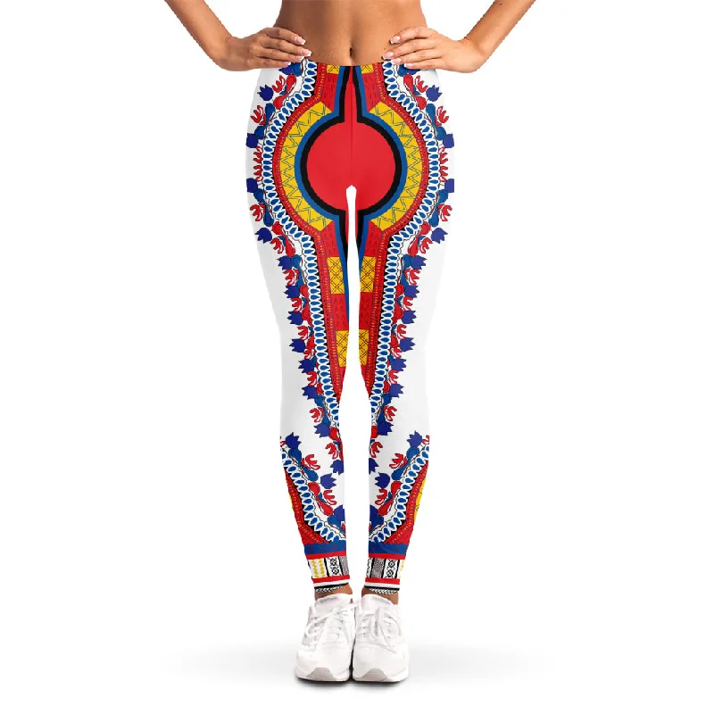 Red And White African Dashiki Print Women's Leggings Comfortable Printed Workout Leggings Red And White African Dashiki Print Women's Leggings Comfortable Printed Workout Leggings