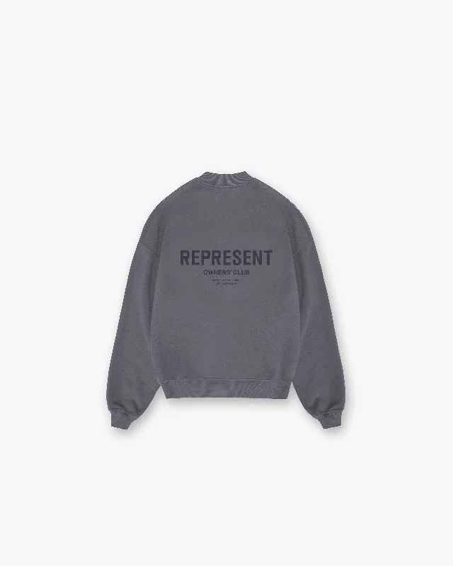 Represent Owners Club Sweater - Storm Denim Fabric Leather Fabric Suede Fabric