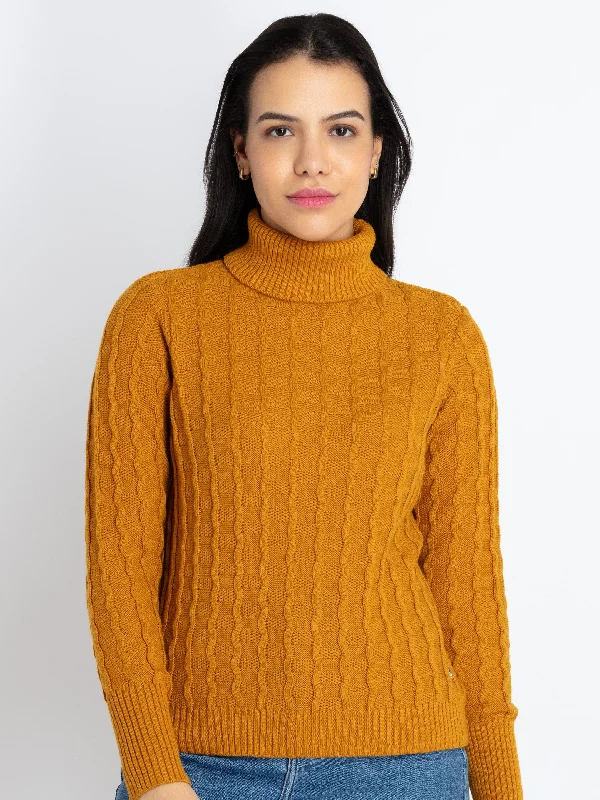 Womens Solid High Neck Sweater