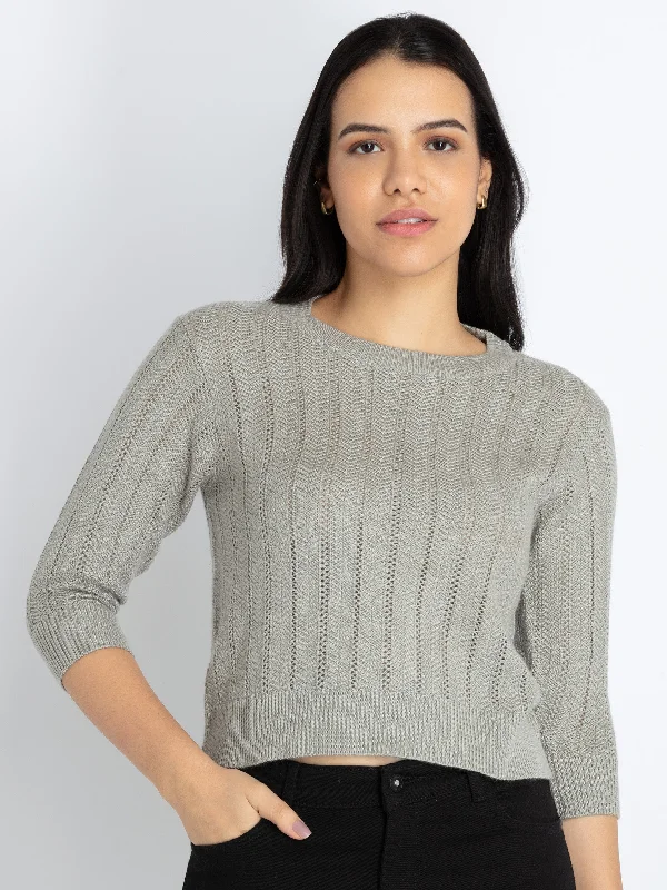 Womens Solid Round Neck Sweater