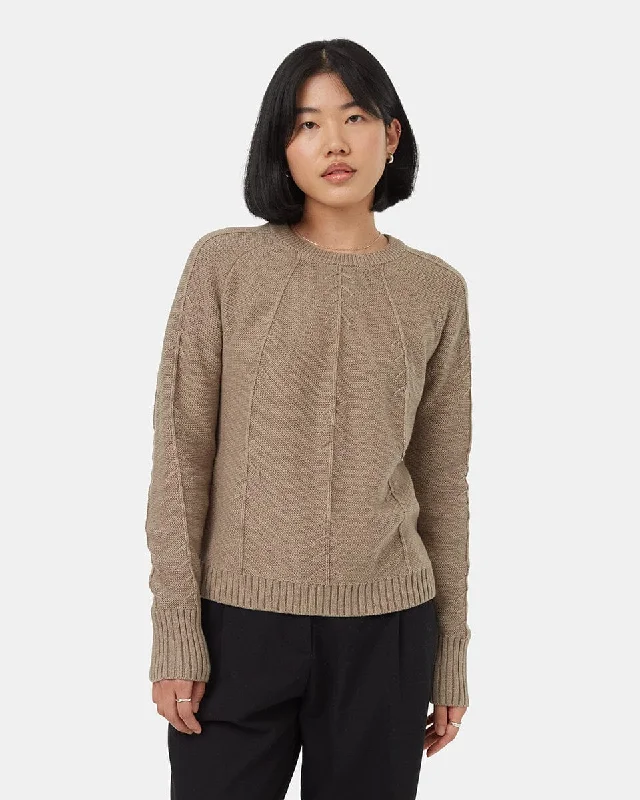 TENTREE Women's Highline TreeStitch Crew Sweater Fossil Heather Faux Fur Fabric Real Fur Fabric Shearling Fabric TENTREE Women's Highline TreeStitch Crew Sweater Fossil Heather Faux Fur Fabric Real Fur Fabric Shearling Fabric