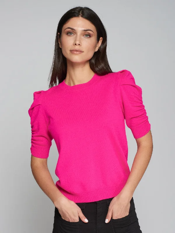 Vilagallo Knitwear Puffed Sleeve Sweater Pink