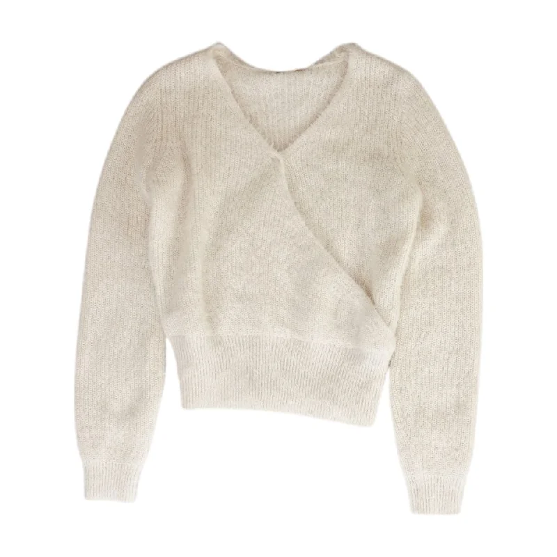 White Solid Pullover Sweater