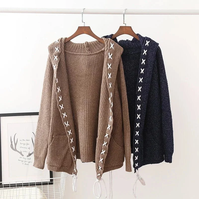 Women Hooded Tops Knitting Cardigan Sweater Coat Women Loose Sweater Wool Fabric Cashmere Fabric Tweed Fabric Women Hooded Tops Knitting Cardigan Sweater Coat Women Loose Sweater Wool Fabric Cashmere Fabric Tweed Fabric