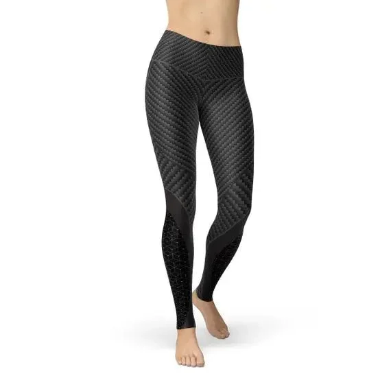Women's Carbon Fiber Sports Leggings - Moisture-Wicking, Four-Way Stretch Leggings Elegant Satin Finish Leggings Women's Carbon Fiber Sports Leggings - Moisture-Wicking, Four-Way Stretch Leggings Elegant Satin Finish Leggings
