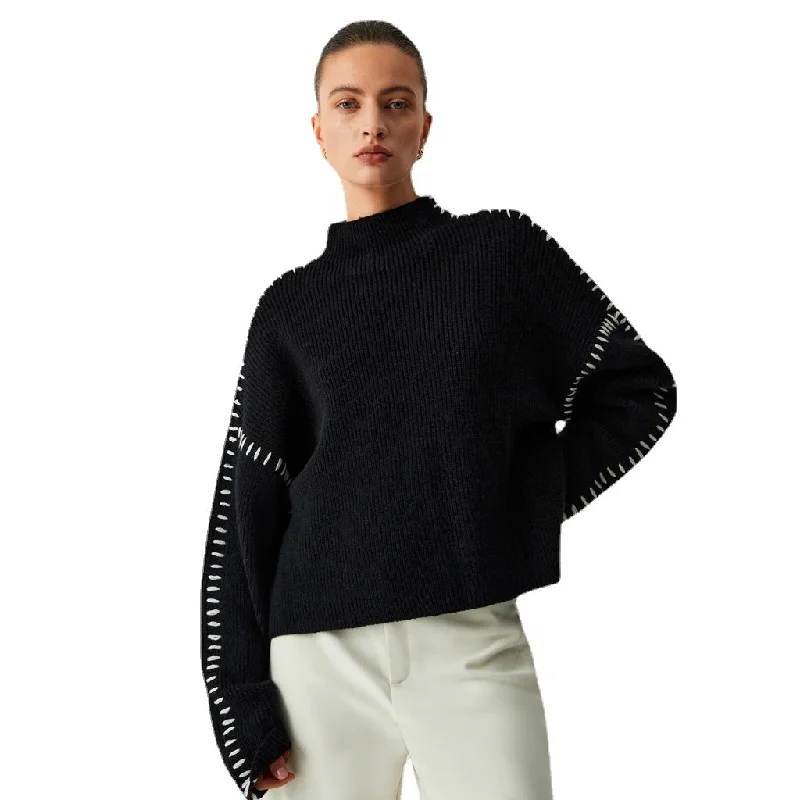 Women's Urban Patchwork Sweater Sequined Glittery Shiny