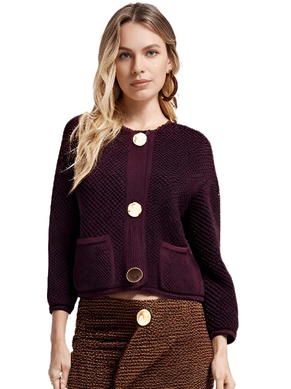 Women's Vintage Sweater With Pockets Single Breasted Knitted Sweater Chic Lady Ribbed Striped Patterned Women's Vintage Sweater With Pockets Single Breasted Knitted Sweater Chic Lady Ribbed Striped Patterned
