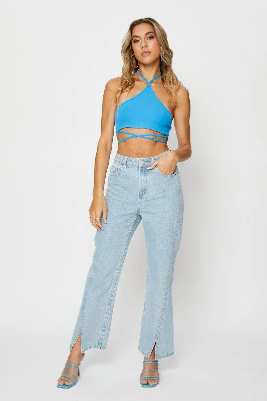 Blue Slip Jeans High Rise Denim