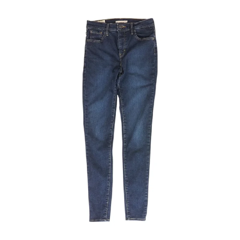 Blue Solid High Rise Skinny Leg Jeans