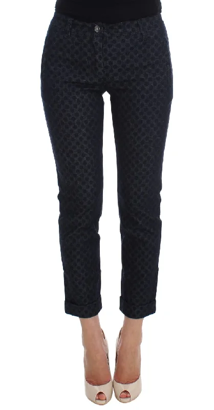 Chic Polka Dotted Capris Jeans Cozy Stretch High-Waist Jeans