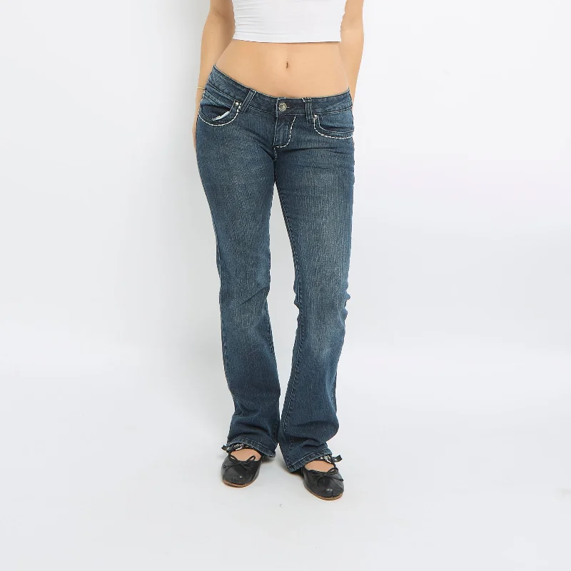 Contrast Stitch Diamante Pocket Detail Jeans - UK 10