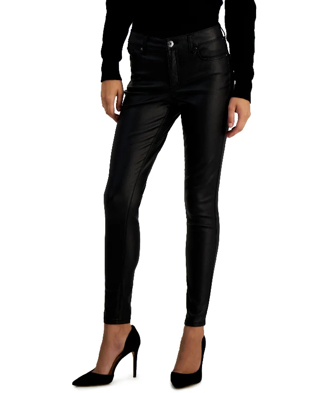 INC International Concepts Womens Mid Rise Coated Skinny Jeans