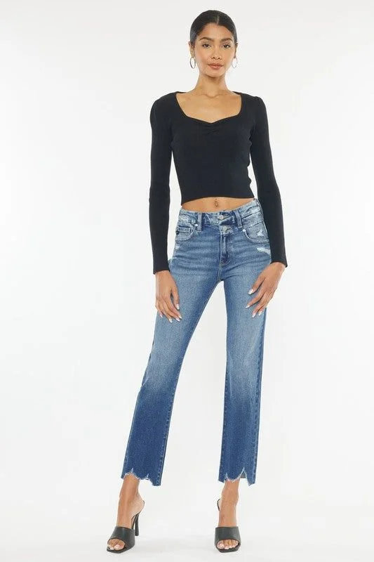 KanCan High Rise Slim Straight Jeans Chic Vintage-Inspired Denim Jeans