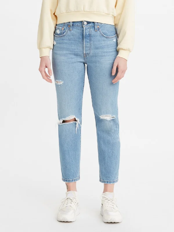 501 Crop Athens Break Jeans Trendy Pleated Waist Jeans