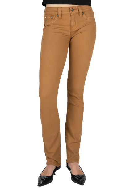 Miss Me Women's Camel Cross Stitch Straight Jeans Comfortable Full-Length Denim Jeans Miss Me Women's Camel Cross Stitch Straight Jeans Comfortable Full-Length Denim Jeans