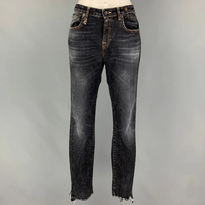 R13 Size 30 Indigo Cotton Blend Distressed Jeans