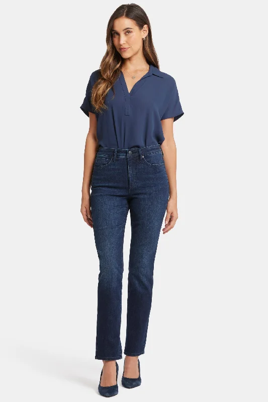 Sheri Slim Jeans In Petite - Basin Trendy Patchwork Denim Jeans