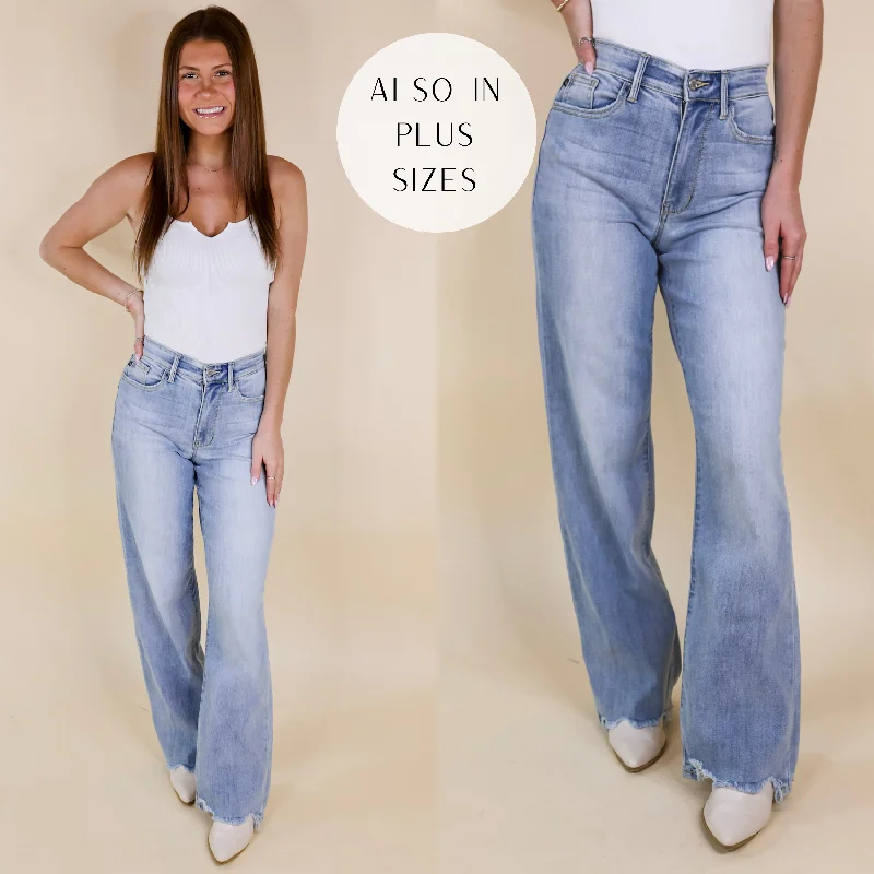 Last Chance Size 22W | Judy Blue | Fascinating Day Destroy Hem Straight Leg Jeans in Light Wash Elegant Skinny Leg Jeans Last Chance Size 22W | Judy Blue | Fascinating Day Destroy Hem Straight Leg Jeans in Light Wash Elegant Skinny Leg Jeans
