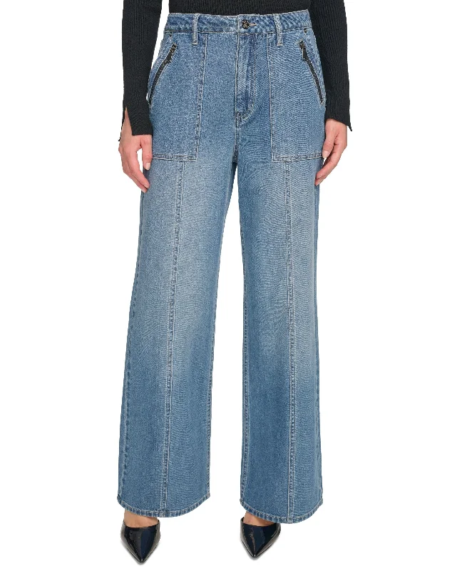 Women's Zipper-Pocket Wide-Leg Jeans