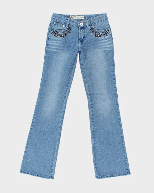 Y2k 00s Rhinestone Jeans - W28 L31 Casual Light Wash Jeans